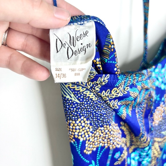 Vintage‎ 70s DeWeese Design Halter Tie Blue Tropical Swimsuit - Picture 11 of 12